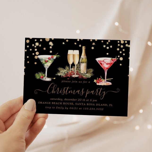 Christmas Glitter Cocktail Party Invitation (Creator Uploaded)