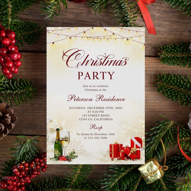 Christmas Glitter Cocktail Party  Invitation (Creator Uploaded)