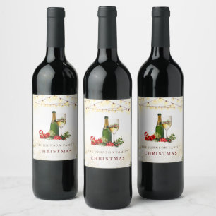 Christmas Glitter Cocktail Party Wine Label