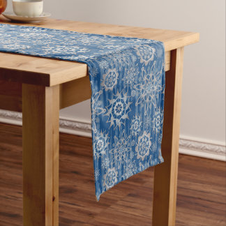 Christmas Glitter-Ice Cycles and Snowflakes-Blue Long Table Runner