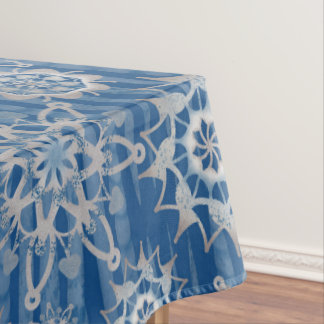 Christmas Glitter-Ice Cycles and Snowflakes-Blue Tablecloth