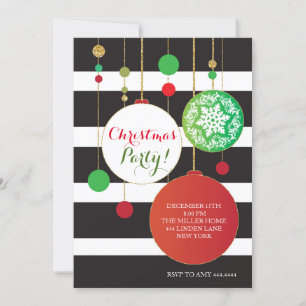 Christmas Glitter Ornament Party Invitations
