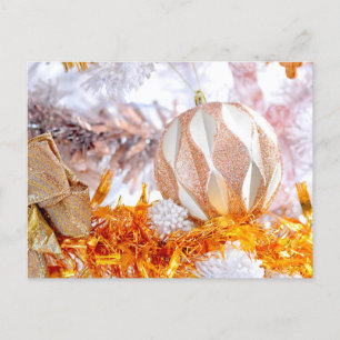 Christmas Glitter Pink & White Ball Postcard