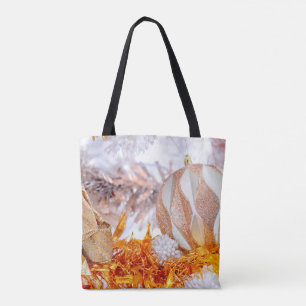 Christmas Glitter Pink & White Ball Tote Bag