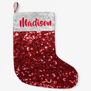 Christmas Glitter Sequin Glam red Personalised Small Christmas Stocking
