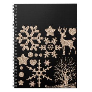 Christmas glitter shine sequin elements star heart notebook