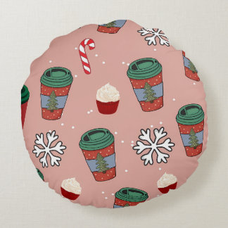 Christmas Glittery Snow Mistletoe Round Cushion