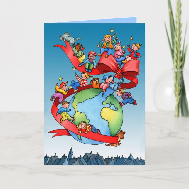 Christmas Globe Bauble with Kids Holiday Card (Front)