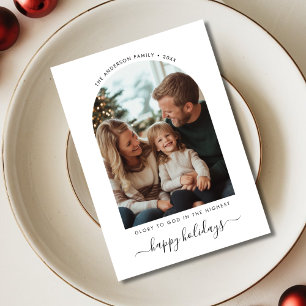Christmas Glory To God Cute Family Photo Happy Holiday Card
