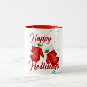 Christmas Gloves Happy Holidays Mug