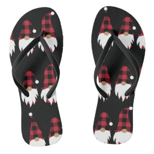 Christmas Gnome Adult Flip Flops, Slim Straps Thongs