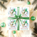 Christmas Gnome and Reindeer Cute Personalised Wrapping Paper<br><div class="desc">Christmas Gnome wrapping paper for you to personalise. The design features a cute gnome, reindeer and decorated christmas tree. The wording is fully editable and currently reads "happy 1st christmas [baby name] lots of love mummy & daddy". It is lettered festive red and green, whimsical typography which you can customise...</div>