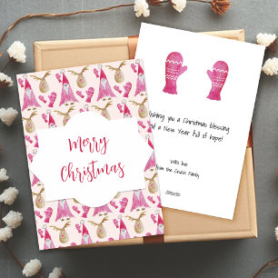 Christmas Gnome And Reindeer With Gloves Holiday Card