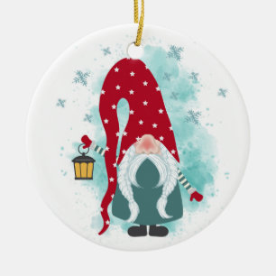 Christmas Gnome Ceramic Ornament