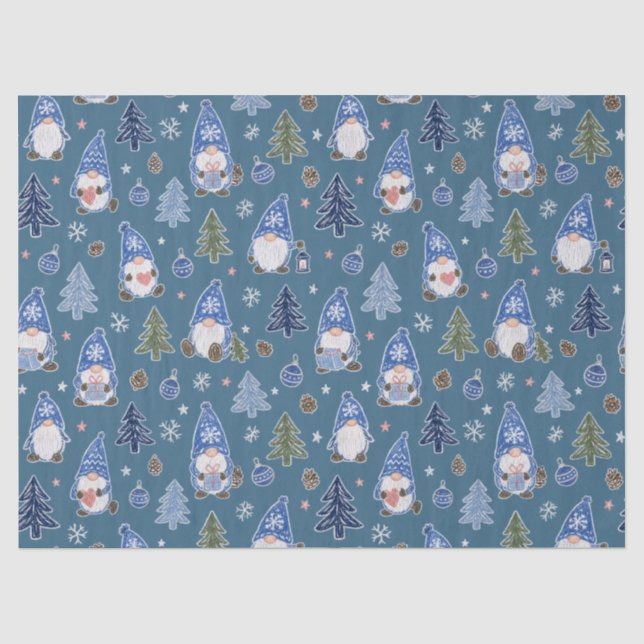 Christmas Gnome Christmas Tree Pattern Tissue Paper (Front)
