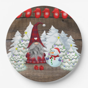 Christmas Gnome Christmas Trees Snowman Paper Plate