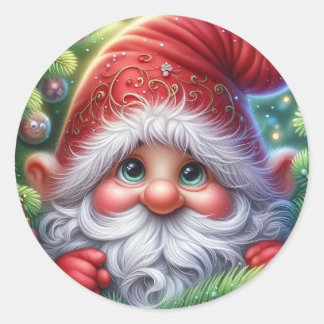 Christmas Gnome Classic Round Sticker