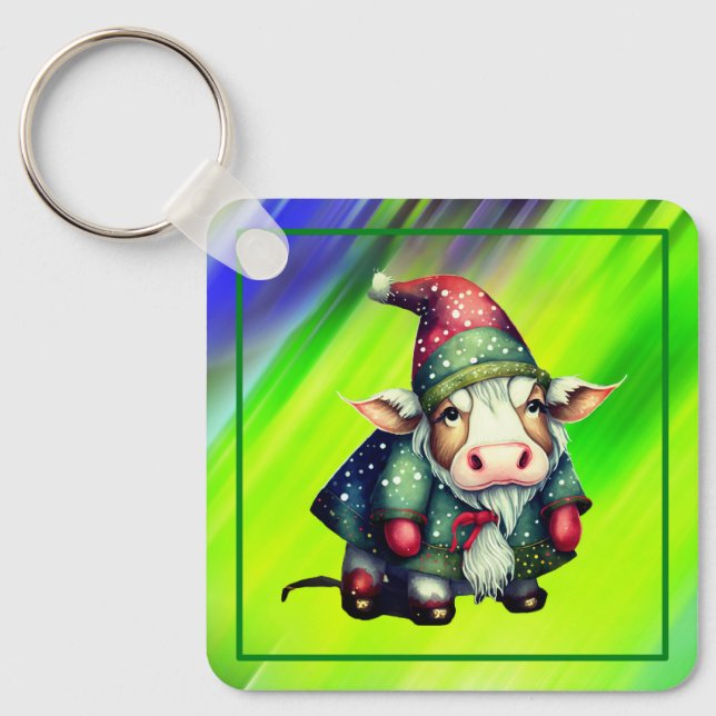 Christmas Gnome Cow Design-83456 Key Ring (Front)