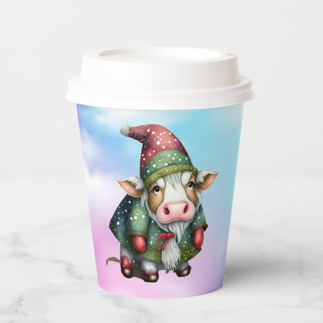 Christmas Gnome Cow Design-83456 Paper Cups (Front)