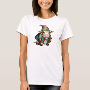 Christmas Gnome Cow Design-83456 T-Shirt