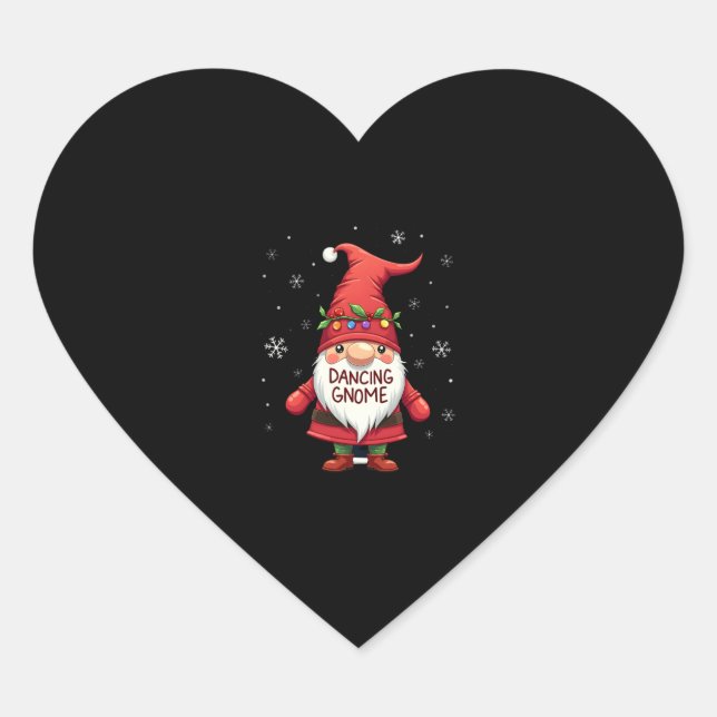 Christmas Gnome Dancing Gnome Family Christmas (1) Heart Sticker (Front)