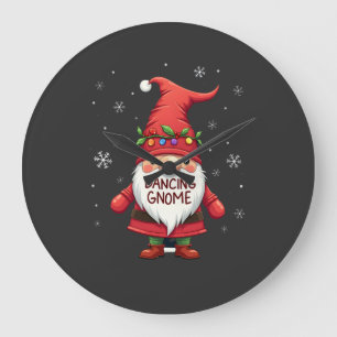 Christmas Gnome Dancing Gnome Family Christmas (1) Large Clock