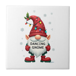 Christmas Gnome Dancing Gnome Family Christmas (2) Ceramic Tile