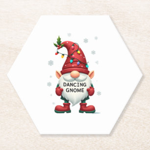 Christmas Gnome Dancing Gnome Family Christmas (2) Paper Coaster