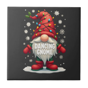 Christmas Gnome Dancing Gnome Family Christmas (3) Ceramic Tile