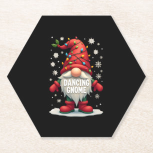 Christmas Gnome Dancing Gnome Family Christmas (3) Paper Coaster