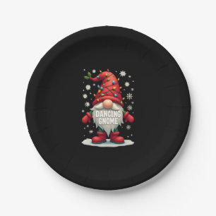 Christmas Gnome Dancing Gnome Family Christmas (3) Paper Plate