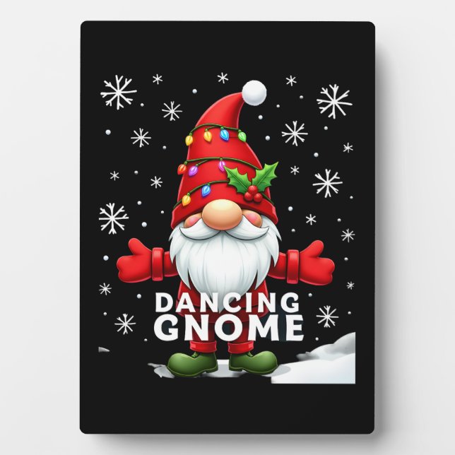 Christmas Gnome Dancing Gnome Family Christmas (4) Plaque (Front)