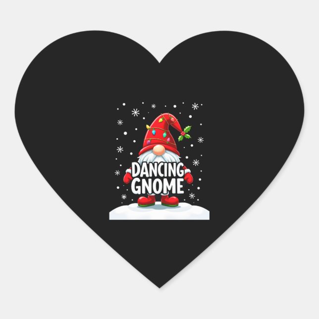Christmas Gnome Dancing Gnome Family Christmas (5) Heart Sticker (Front)