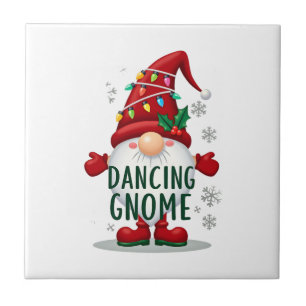 Christmas Gnome Dancing Gnome Family Christmas (6) Ceramic Tile