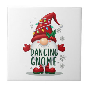 Christmas Gnome Dancing Gnome Family Christmas (6) Ceramic Tile