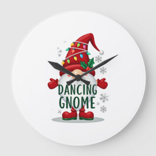 Christmas Gnome Dancing Gnome Family Christmas (6) Large Clock