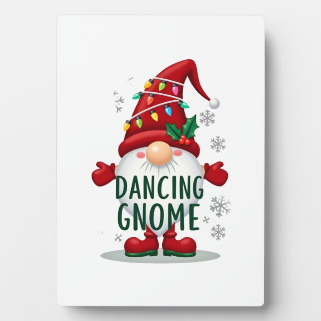 Christmas Gnome Dancing Gnome Family Christmas (6) Plaque (Front)