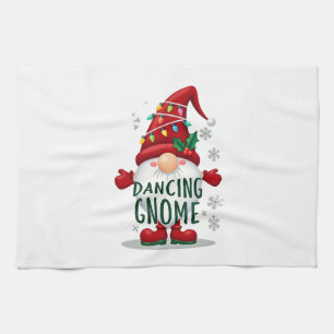 Christmas Gnome Dancing Gnome Family Christmas (6) Tea Towel