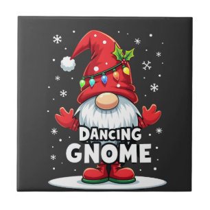 Christmas Gnome Dancing Gnome Family Christmas (7) Ceramic Tile