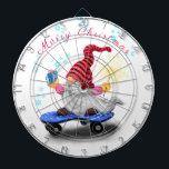 Christmas Gnome Dart Board<br><div class="desc">Dartboards with Happy Skater Gnome with Gifts and Sparkler - Funny - Merry Christmas Cartoon Drawing - Customisable - or Choose / Add Your Unique Text / Font / Colour - Make Your Special Dart Board Gift - Resize and move or remove and add elements / image with Customisation tool...</div>