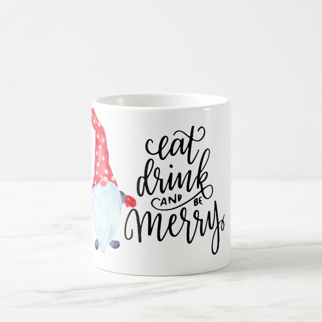 Christmas Gnome Eat Drink Be Merry Coffee Mug (Center)