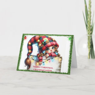 Christmas Gnome For Granddaughter Holiday Card
