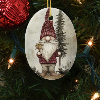 Christmas Gnome for the Holidays Ceramic Ornament