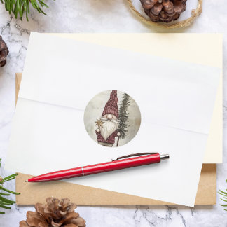Christmas Gnome for the Holidays Classic Round Sticker