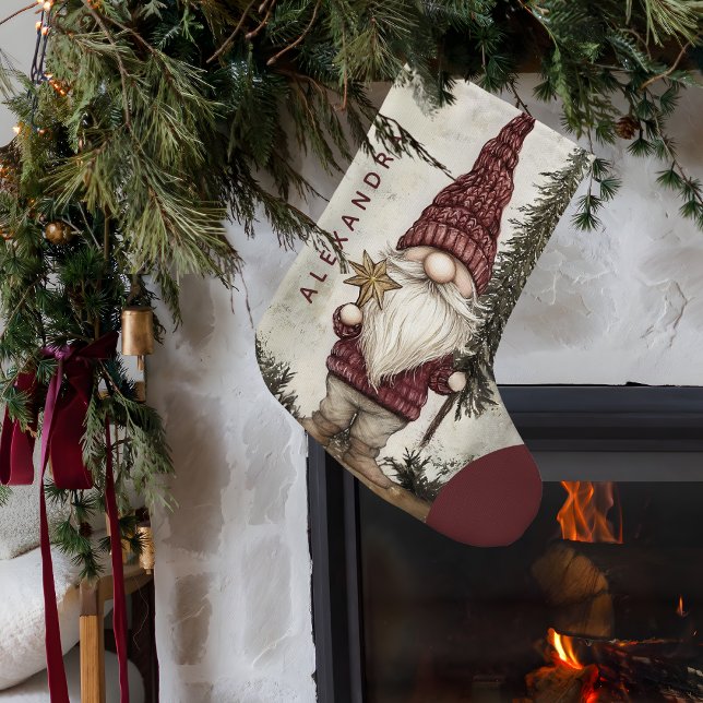Christmas Gnome for the Holidays Custom Name  Small Christmas Stocking (Creator Uploaded)