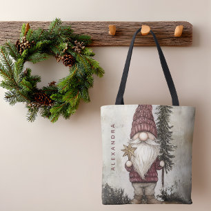 Christmas Gnome for the Holidays Custom Name  Tote Bag