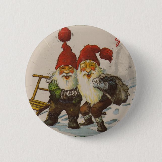 Christmas Gnome Friends 6 Cm Round Badge (Front)