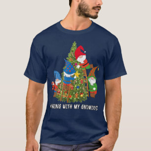 Christmas Gnome Hanging with My Gnomies Funny Tree T-Shirt