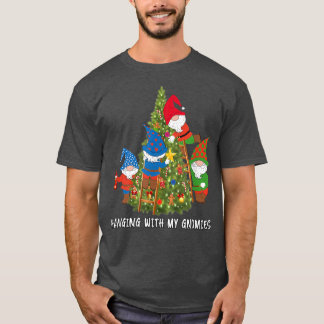 Christmas Gnome Hanging with My Gnomies Funny Tree T-Shirt
