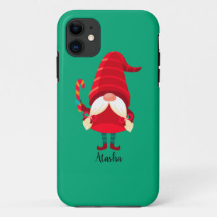 Christmas Gnome Holding A Candy Cane iPhone 11 Case